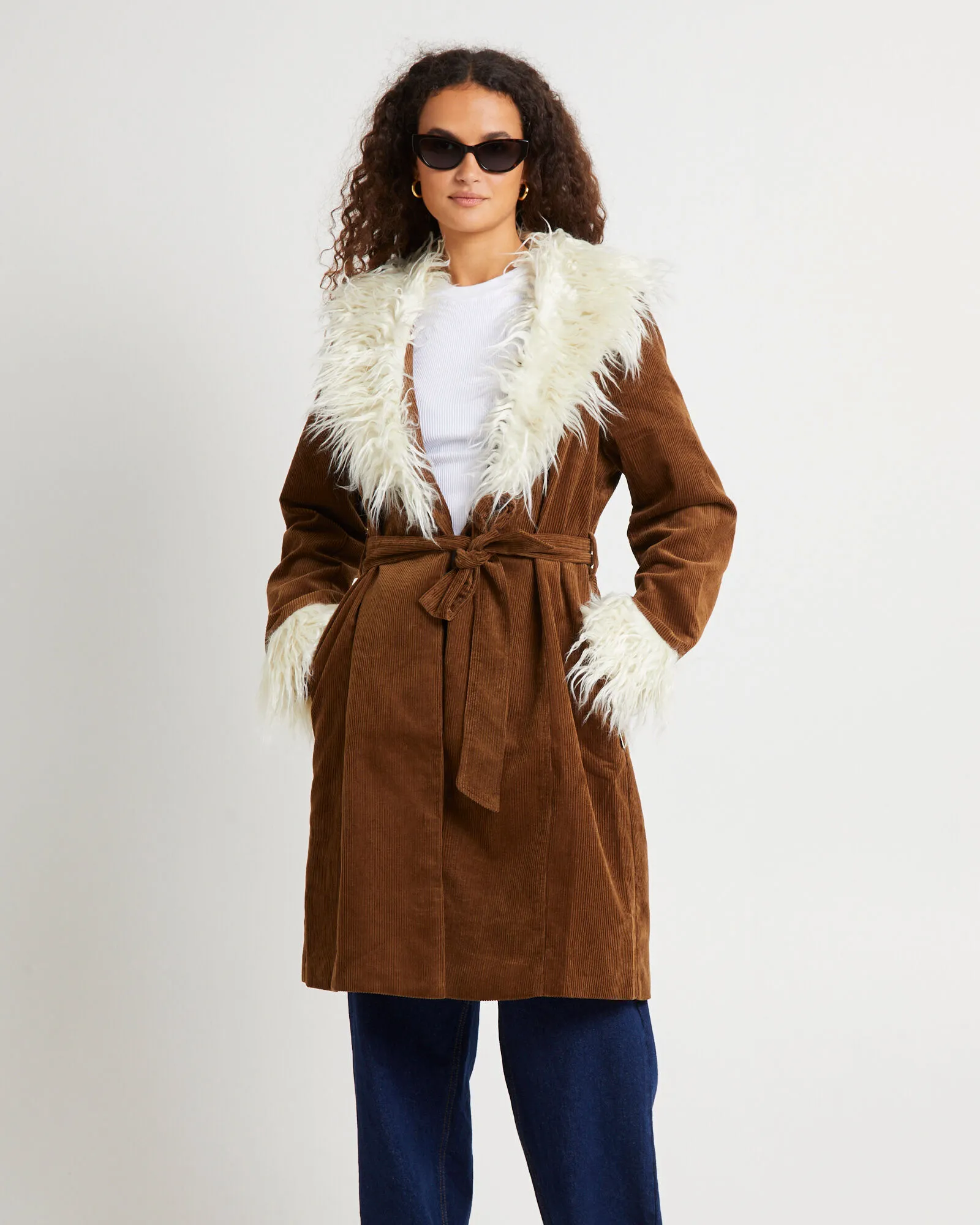 Wrangler Shag Corduroy Coat Coffee