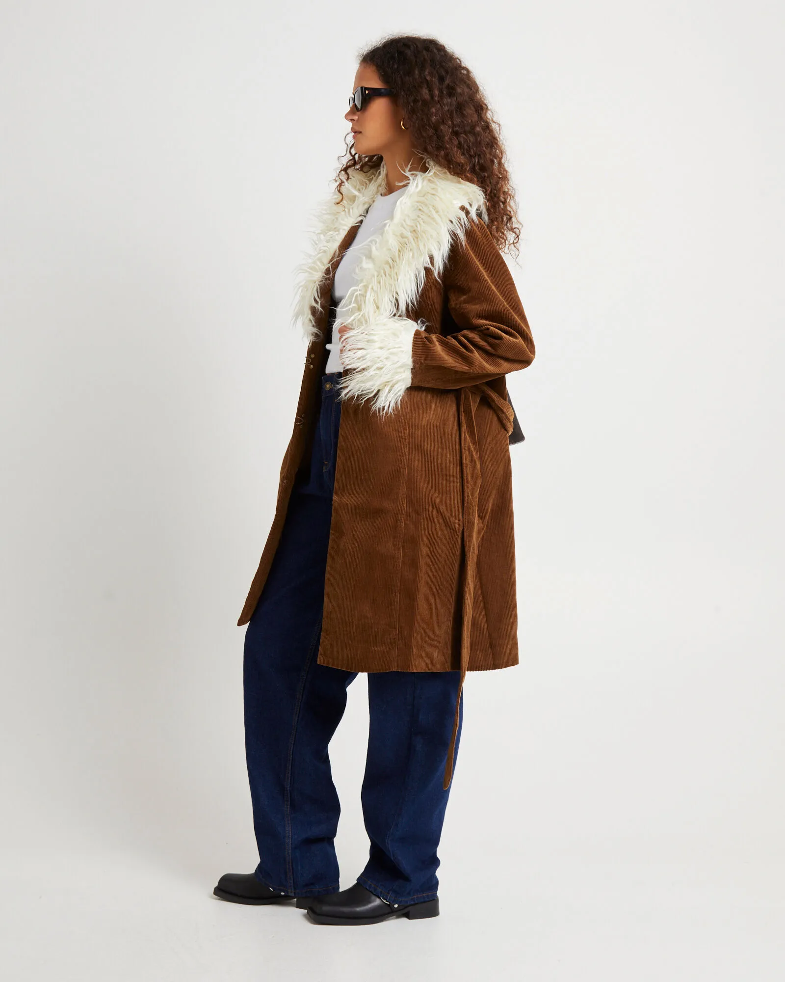 Wrangler Shag Corduroy Coat Coffee