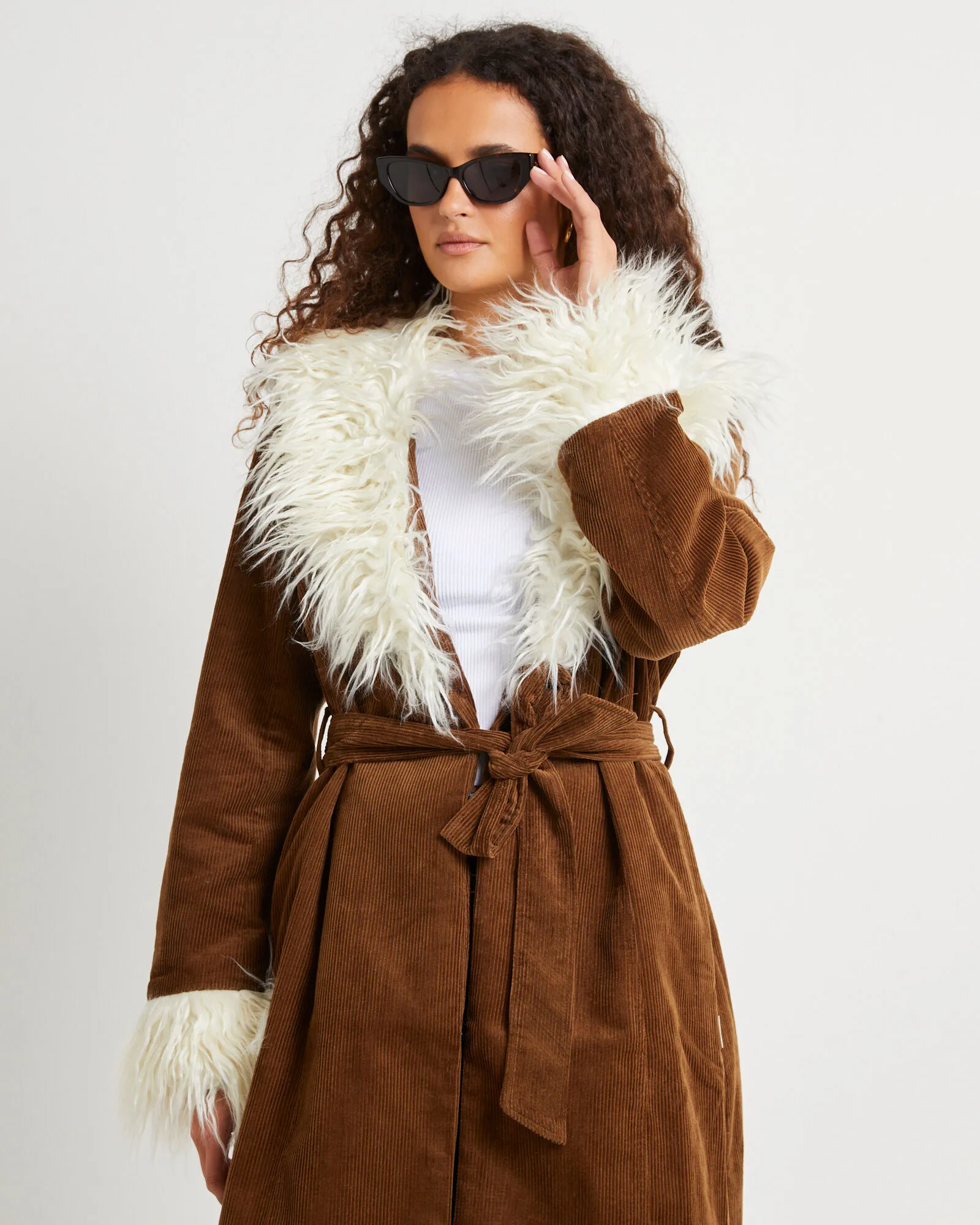 Wrangler Shag Corduroy Coat Coffee