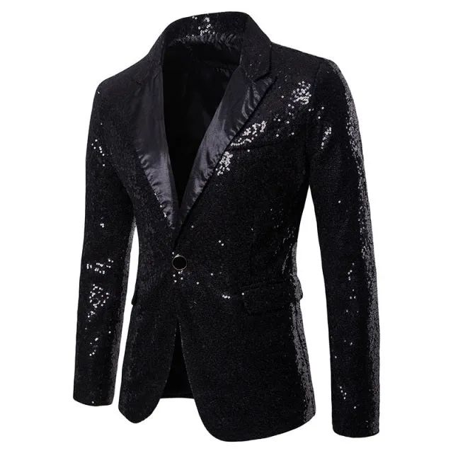 Xituodai Shiny Gold Sequin Glitter Embellished Blazer Jacket Men Nightclub Prom Suit Blazer Men Costume Homme Stage Clothes For 