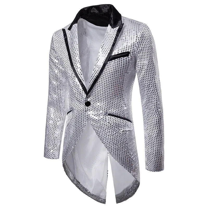 Xituodai Shiny Gold Sequin Glitter Embellished Blazer Jacket Men Nightclub Prom Suit Blazer Men Costume Homme Stage Clothes For 