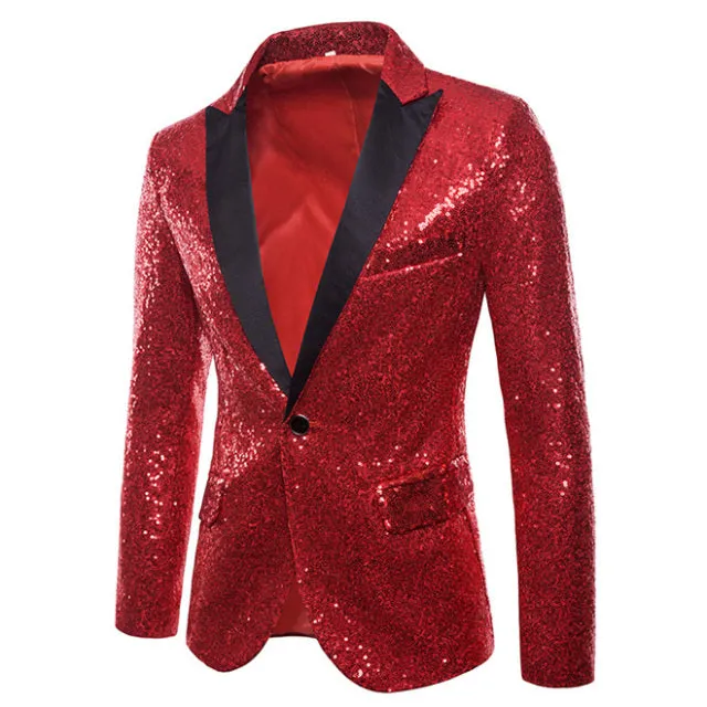 Xituodai Shiny Gold Sequin Glitter Embellished Blazer Jacket Men Nightclub Prom Suit Blazer Men Costume Homme Stage Clothes For 