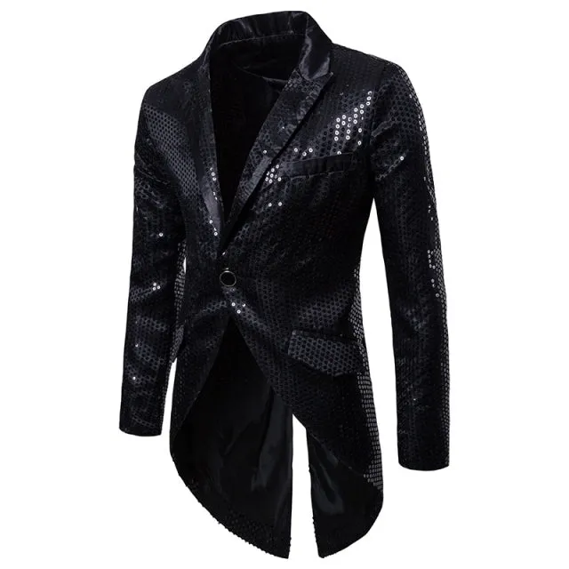 Xituodai Shiny Gold Sequin Glitter Embellished Blazer Jacket Men Nightclub Prom Suit Blazer Men Costume Homme Stage Clothes For 