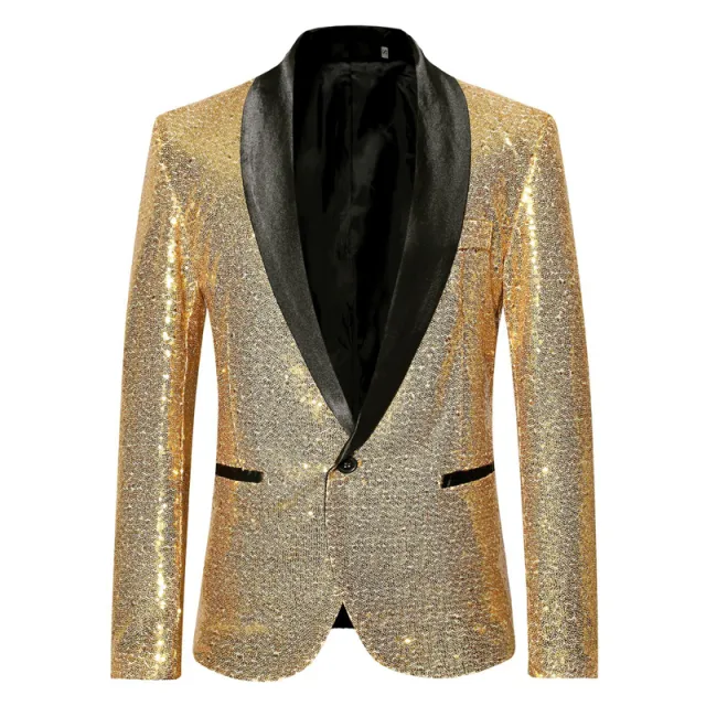 Xituodai Shiny Gold Sequin Glitter Embellished Blazer Jacket Men Nightclub Prom Suit Blazer Men Costume Homme Stage Clothes For 