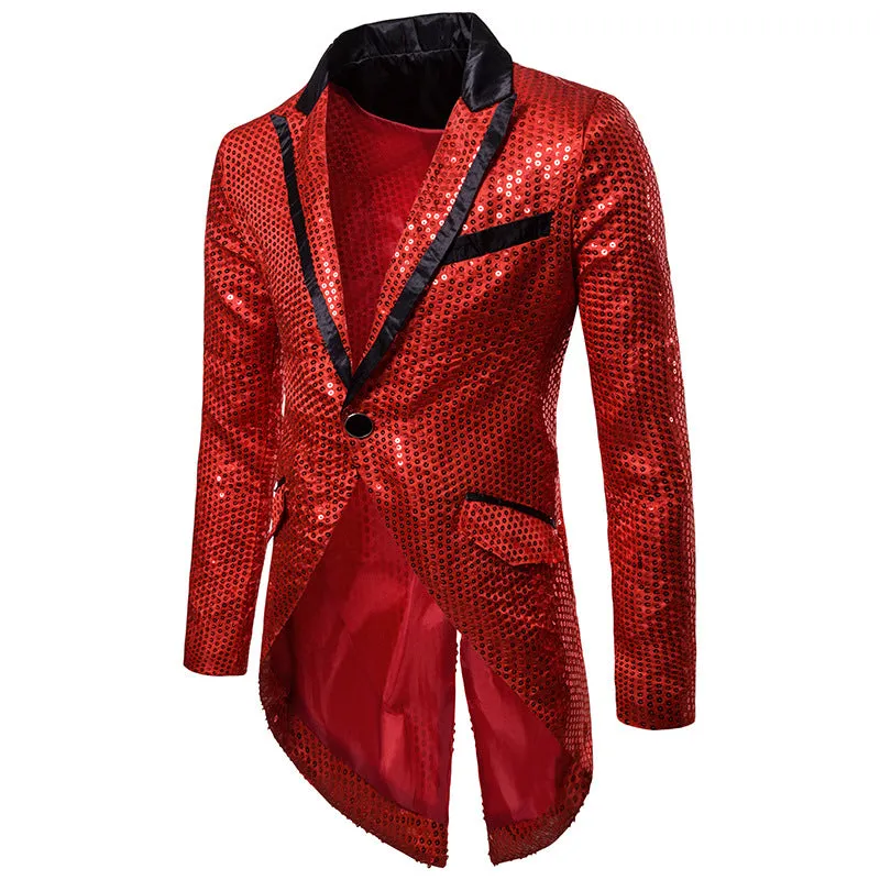 Xituodai Shiny Gold Sequin Glitter Embellished Blazer Jacket Men Nightclub Prom Suit Blazer Men Costume Homme Stage Clothes For 