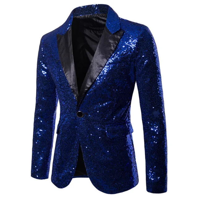 Xituodai Shiny Gold Sequin Glitter Embellished Blazer Jacket Men Nightclub Prom Suit Blazer Men Costume Homme Stage Clothes For 