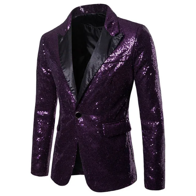 Xituodai Shiny Gold Sequin Glitter Embellished Blazer Jacket Men Nightclub Prom Suit Blazer Men Costume Homme Stage Clothes For 