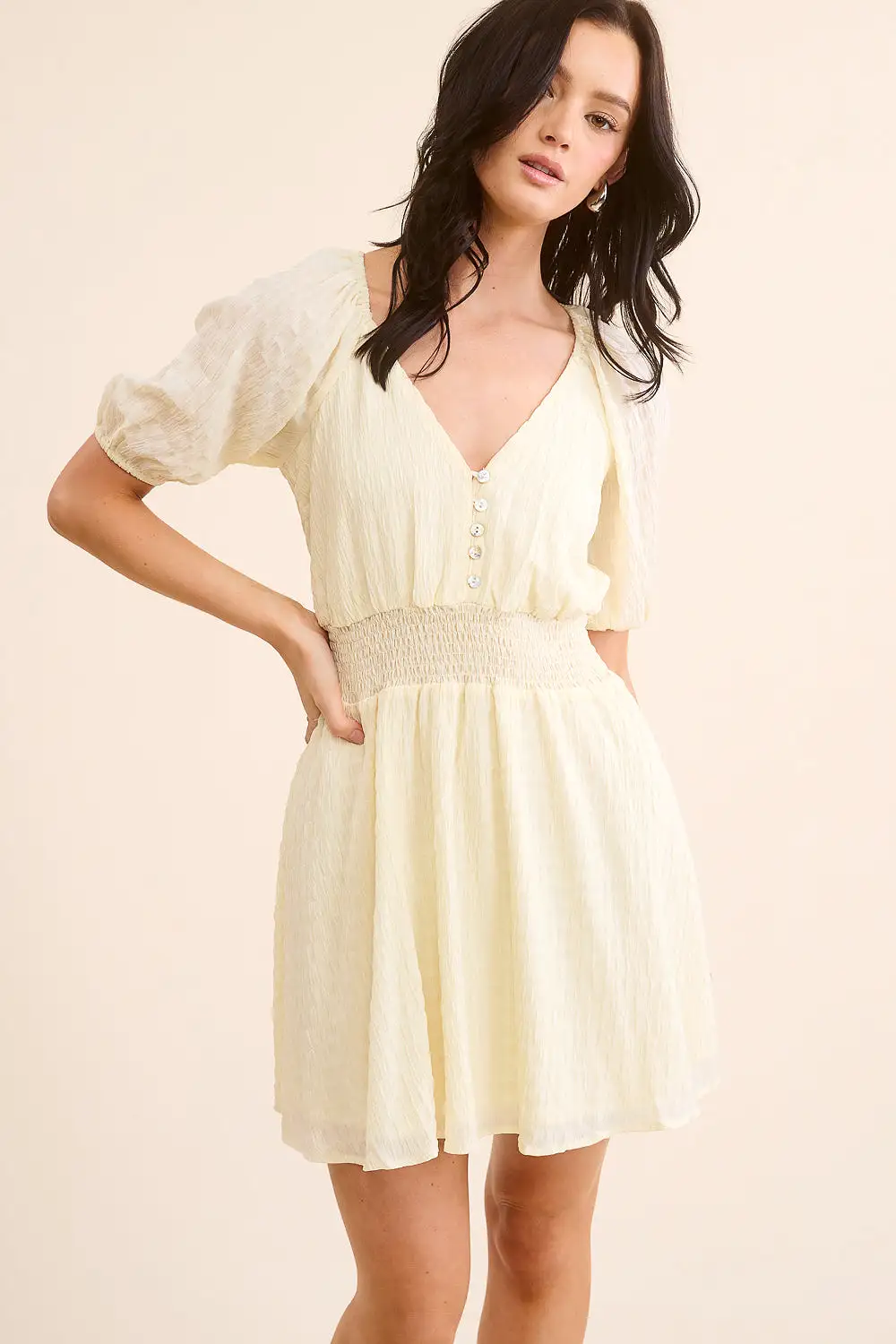 Yellow Puff Sleeve Dress