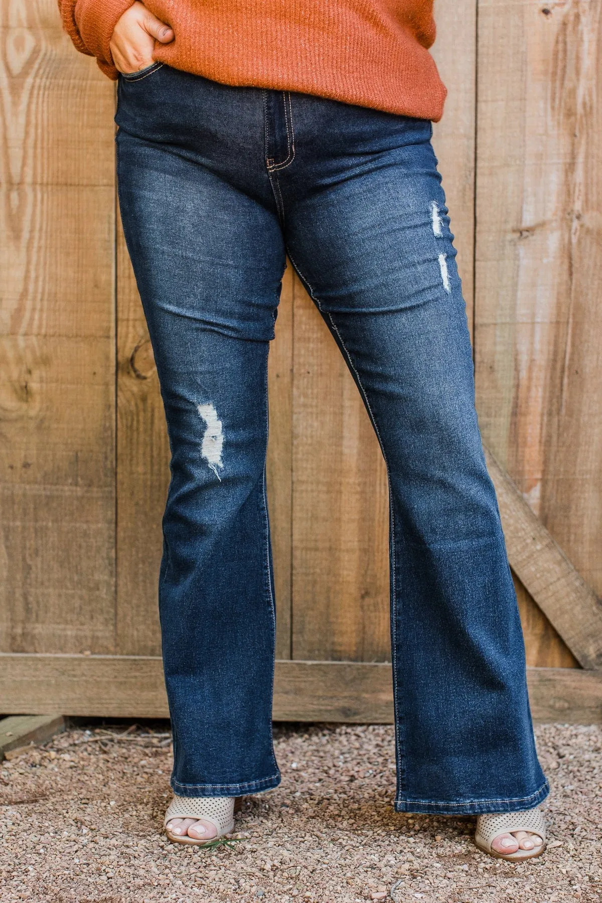 YMI Distressed Flare Jeans- Millie Wash